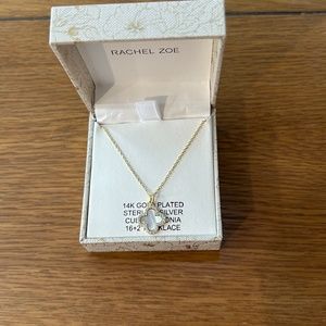 Rachel Zoe 14K Gold Plated Sterling Silver Mother of Pearl Pave Clover Necklace